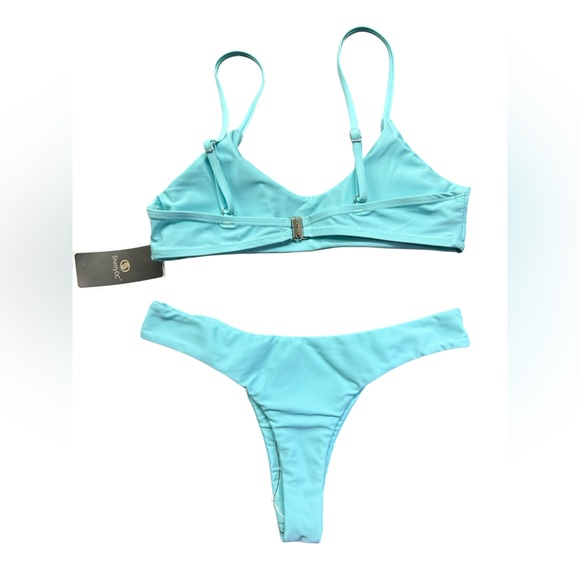 SHERRYDC Women's Solid Scoop Neck Push up Padded Brazilian Thong Bikini Swimsuit - Picture 7 of 13